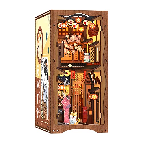 Cutefun Book Nook Kit,DIY Miniatur Puppenhaus Book Nook Buchstützen Modell Wooden Bookshelf Inserts LED BookNook mit Licht 3D Holzpuzzle Craft Zuhause Deko für Jugendliche und Erwachsene (YS06) von Cutefun