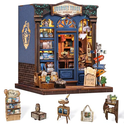 Cutefun Book Nook Kit für Erwachsene DIY Miniature House mit LED-Licht,für Buchstütze Bibliothek Bücherregal Dekoration 3D Puzzle Buchstützen aus Holz Erwachsene Booknook Geschenken für Frauen von Cutefun