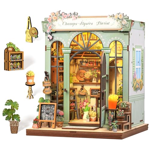 Cutefun Book Nook Kit für Erwachsene DIY Miniature House mit LED-Licht,für Buchstütze Bibliothek Bücherregal Dekoration 3D Puzzle Buchstützen aus Holz Erwachsene Booknook Geschenken für Frauen von Cutefun