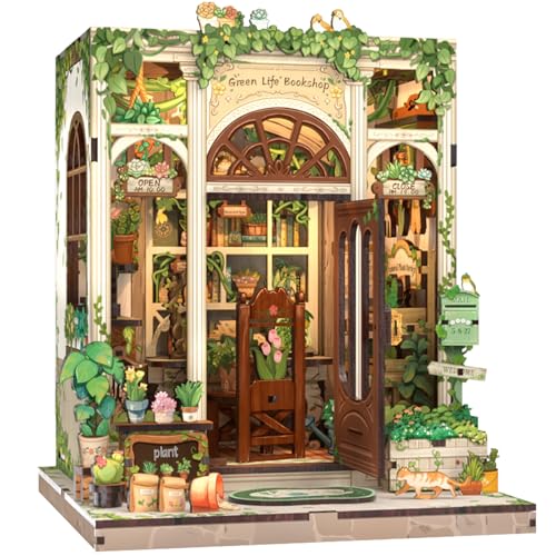 Cutefun Book Nook Kit für Erwachsene DIY Miniature House mit LED-Licht,für Buchstütze Bibliothek Bücherregal Dekoration 3D Puzzle Buchstützen aus Holz Erwachsene Booknook Geschenken für Frauen von Cutefun