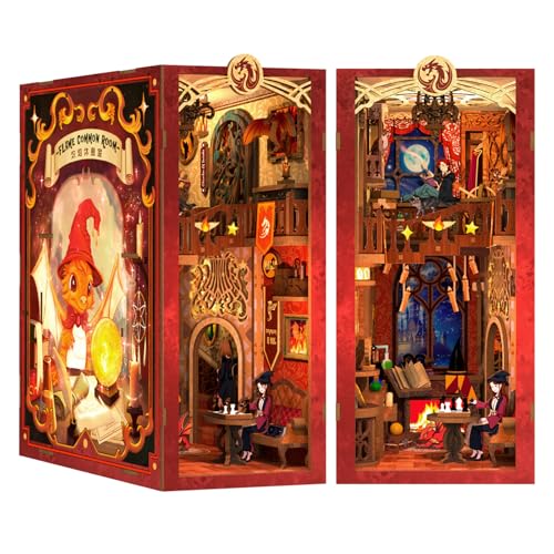 Cutefun DIY Book Nook - Puppenhaus Kitaus Holz mit Staubschutzhülle,DIY Miniatur Puppenhaus Bücherecke Bibliothek Häuser Modellbausätze mit LED Leuchten Bücherregal Dekor (Flame Common Room) Cutefun DIY Book Nook - Puppenhaus Kitaus Holz mit Staubschutzhülle,DIY Miniatur Puppenhaus Bücherecke Bibliothek Häuser Modellbausätze mit LED Leuchten Bücherregal Dekor (Flame Common Room) von Cutefun