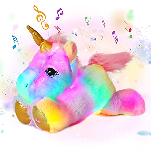 Cuteoy Musical Plüsch Einhorn Stofftier Glowing LED Light-up Nachtlicht Spielzeug Singing Lullabies Geburtstag Weihnachten Plüsch Geschenke für Kinder von Cuteoy