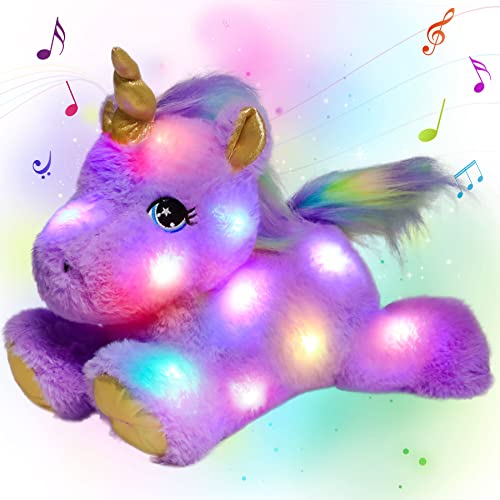 Cuteoy Musical Plüsch Lila Einhorn Stofftier Glowing LED Light-up Nachtlicht Spielzeug Singing Lullabies Geburtstag Weihnachten Plüsch Geschenke für Kinder von Cuteoy