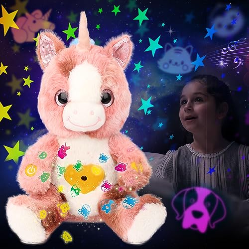 Cuteoy Plüsch Einhorn Stern Projektor Musikalisch Einstellbar Singend Nachtlicht Gefüllte Tiere Leuchtende Kawaii Plüschtiere Spielzeug Geschenke für Kinder von Cuteoy