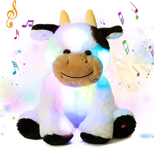 Cuteoy Plüschtier Kuh singt Schlaflieder LED Nachtlicht Weiches Plüschtier Geeignet zum Spielen und Kuscheln Kindergeburtstagsgeschenk von Cuteoy