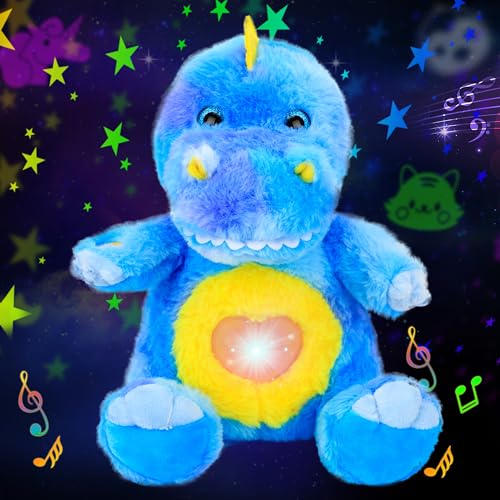 Cuteoy T-Rex Star Projector Dinosaurier Plüsch Nachtlicht Blau Stofftiere Musikalische Schnuller Spielzeug für Kinder Schlaflieder Klänge Schlafhilfe Geschenke zum Geburtstag Weihnachten (Dinosaurier) von Cuteoy