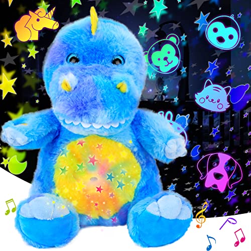 Cuteoy T-Rex Star Projector Dinosaurier Plüsch Nachtlicht Blau Stofftiere Musikalische Schnuller Spielzeug für Kinder Schlaflieder Klänge Schlafhilfe Geschenke zum Geburtstag Weihnachten (Dinosaurier) von Cuteoy