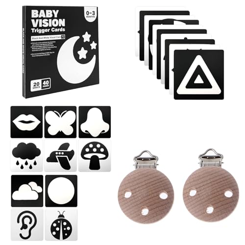 Cutiolly Sensory Toys Karten,20pcs Schwarz und Weiß Neugeborenen Spielzeug,Kontrastkarten Baby,Visuelle Stimulation Lernen Aktivität für 0-3 Monate,Schwarz Weiss Spielzeug Baby von Cutiolly