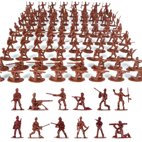 100Pcs Plastik Spielzeugsoldaten Armee Figuren Action Figuren Militär Spielset mit Zubehör Bildungs Spielzeug für Kinder Weltkrieg Kampftruppe Modell Set Mini Figuren Spaß Kriegsspiele Szene (B) von CutitiUU