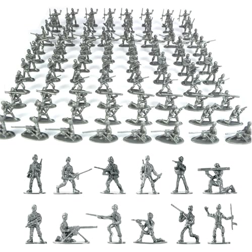 100Pcs Plastik Spielzeugsoldaten Armee Figuren Action Figuren Militär Spielset mit Zubehör Bildungs Spielzeug für Kinder Weltkrieg Kampftruppe Modell Set Mini Figuren Spaß Kriegsspiele Szene (C) von CutitiUU