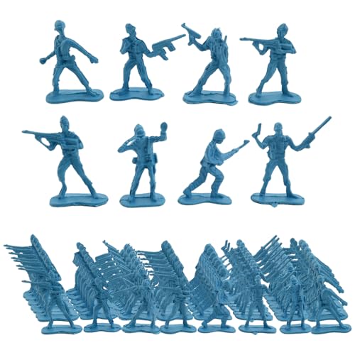 CutitiUU 100 Stück Plastik Mini-Soldat 4.5CM,Mini Soldaten Actionfiguren Menschen Spielfiguren,Teiliges Soldaten Spielset,Militär Spielset mit Zubehör Bildungs Spielzeug,für 3+ (Blau) von CutitiUU