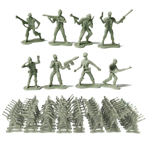 CutitiUU 100 Stück Plastik Mini-Soldat 4.5CM,Mini Soldaten Actionfiguren Menschen Spielfiguren,Teiliges Soldaten Spielset,Militär Spielset mit Zubehör Bildungs Spielzeug,für 3+ (Grün) von CutitiUU