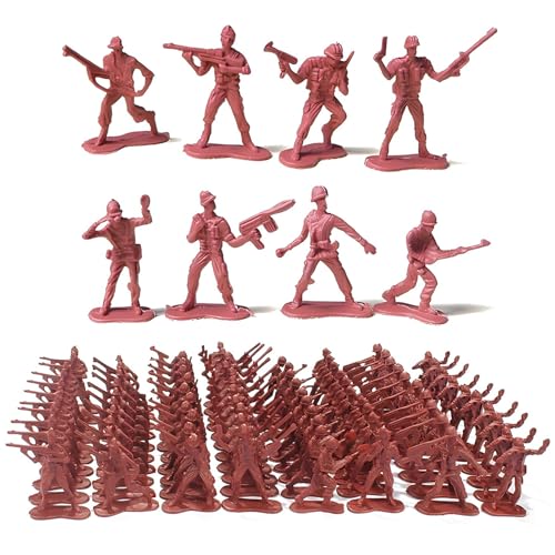 CutitiUU 100 Stück Plastik Mini-Soldat 4.5CM,Mini Soldaten Actionfiguren Menschen Spielfiguren,Teiliges Soldaten Spielset,Militär Spielset mit Zubehör Bildungs Spielzeug,für 3+ (Rot) von CutitiUU