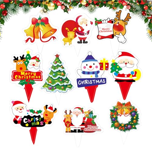 CutitiUU 100 Stück Weihnachts-Cupcake-Topper,Weihnachten Zahnstocher Kuchen Topper für Weihnachten Party Dekoration Urlaub Supplies,Weihnachten Kuchen Party Dekorationen,für Partys 10 Designs von CutitiUU