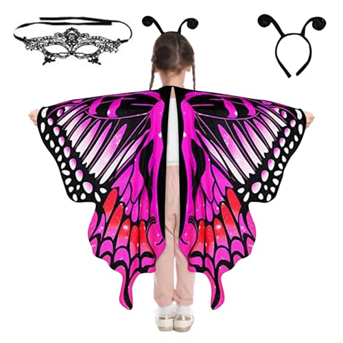 CutitiUU Schmetterling Flügel Schmetterling Sling Cape mit Schmetterling Tentakelkostüm für Kinder Halloween Mädchen, Weihnachten, Geschenke für Jungen und Mädchen, Schmetterling Masken für (Rosa) von CutitiUU