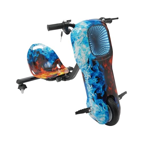 Kinder Elektro Driftscooter 360 Grad 250W Elektrischer Drift-Trike für Kinder, Drift Trike Roller mit 2600 mAh Batterie, LED-Beleuchtung, Lange Ausdauer, 4-12 Jahren (Blau Rot) von Cutycaty