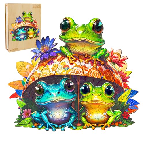 Holzpuzzle Erwachsene, Bruder Frosch Puzzle (L 34 * 29.4cm 220 Teile) Schöne Geschenkverpackung, Wooden Puzzle für Erwachsene und Kinder Festgeschenk von Cutywood