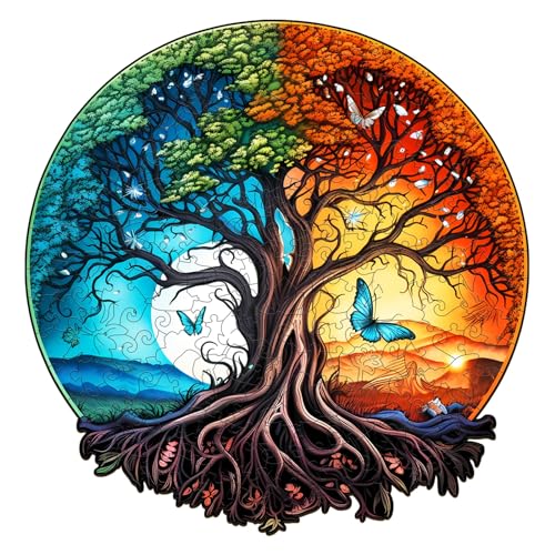 Holzpuzzle Erwachsene, Yin-Yang Baum des Lebens Puzzle (L 33.3 * 34cm 280 Teile) Schöne Geschenkverpackung, Wooden Puzzle für Erwachsene und Kinder Festgeschenk von Cutywood