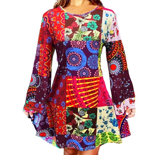 70er jahre outfit damen kleid retro, 60er 70er Jahre Hippie Kostüm Damen, Hippie Kleidung Damen mit Stirnband, 70er Jahre Bekleidung Damen Disco Outfit, 60er Jahre Kleider für Karneval Motto Party von Cvanxluy