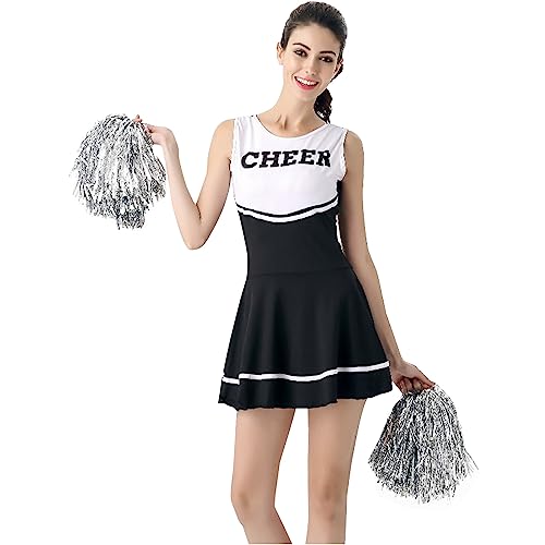 Cvanxluy Cheerleader Kostüm Damen, Schoolgirl Kostüm Uniform High School Party Minirock Dress Cheer Cheerleading Outfit Kleid Karneval Swift Crop Top von Cvanxluy