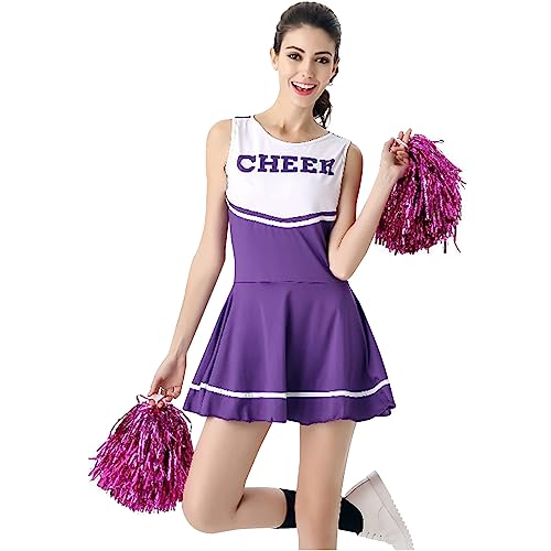 Cvanxluy Cheerleader Kostüm Damen, Schoolgirl Kostüm Uniform High School Party Minirock Dress Cheer Cheerleading Outfit Kleid Karneval Swift Crop Top von Cvanxluy