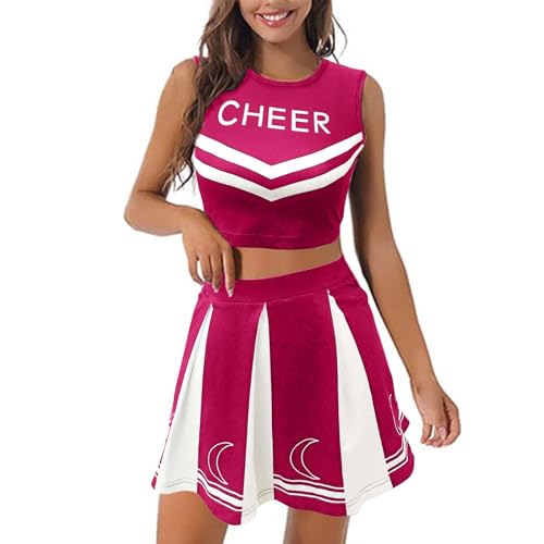 Cvanxluy Cheerleader Kostüm Damen Xs Swift Outfit Crop Top Ärmellos Mottoparty Kostüm Kleid Musical Verrücktes Uniform Minirock Cheer Faschingskostüme Dress von Cvanxluy