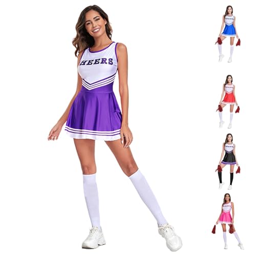 Cvanxluy Cheerleader Kostüm Damen Xs Swift Outfit Crop Top Ärmellos Mottoparty Kostüm Kleid Musical Verrücktes Uniform Minirock Cheer Faschingskostüme Dress von Cvanxluy