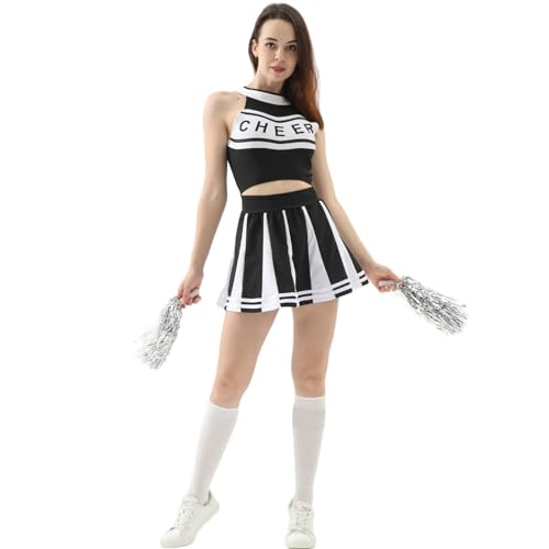 Cvanxluy Cheerleader Kostüm Damen Xs Swift Outfit Crop Top Ärmellos Mottoparty Kostüm Kleid Musical Verrücktes Uniform Minirock Cheer Faschingskostüme Dress von Cvanxluy