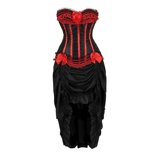 Cvanxluy Mittelalter Kostüm für Damen, Hoher Taille Mittelalter Ballkleid Maxikleid Elegantes Renaissance Kostüm Maxikleid Karneval Rockabilly Partykleid Kleidung Vintage-Fee Schwarz Kleid von Cvanxluy