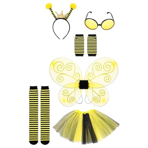 Cvanxluy kostüm erwachsene, Bienenkostüm Erwachsene Damen, Faschingskostüme Damen Bienen Tüll Rock Haarreif, Beinärmel, Bienenkostüm Accessoires Fasching Kostüm Damen Karneval Verkleidung von Cvanxluy