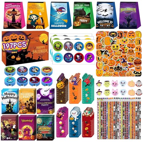 Cyatfcn Halloween-Spielzeug-Set, Halloween-Spielzeug-Sortiment für Kinder - 197-teiliges Spielzeug für Halloween-Partygeschenke | Halloween-Leckereien, keine Süßigkeiten, Klassenzimmerpreise, von Cyatfcn