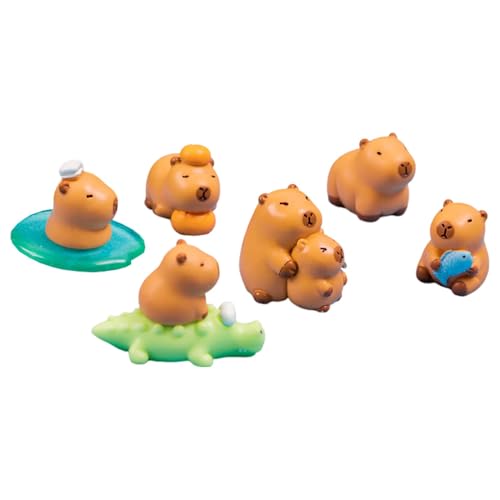 Cyatfcn Harztiere – niedliche Capybara-Modelle, Miniatur-Gartenzubehör, handgefertigtes Kunstharz-Handwerk, kreative Capybara-Statuen für Auto-Desktop-Dekorationen von Cyatfcn