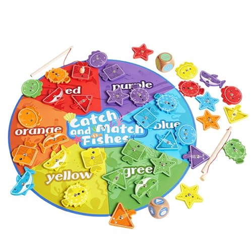 Cyatfcn Magnetisches Angelspiel für Kinder, Angelspiel,Lernspiel zum Angeln mit Holzbuchstaben - Pädagogische Feinmotorik-passendes Spielzeug, buntes Alphabet-Sortierer-Lernspielzeug von Cyatfcn