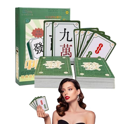 Cyatfcn Mahjong-Spielkarten, Reise-Mahjong-Sets | Chinesische Mahjong-Spiele | Handheld-Poker mit Großdruck, chinesisches Mahjong-Poker, wasserdichtes tragbares Pokerspiel für Zuhause, Reisen, von Cyatfcn