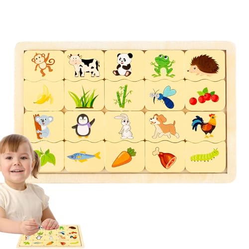 Cyatfcn Passende Holzpuzzles, Tier-Matching-Spiel | Passende Tierpuzzles aus Holz,Früherziehungs-Matching-Spiel, niedliches Lernspielzeug für Zuhause, Kindergarten, Kindergarten von Cyatfcn