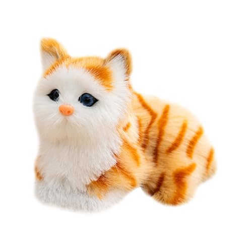 Cyatfcn Plüsch-Katzen-Plüschtier, 18 cm, Miniatur-Katzenfiguren, dekorative Katzenpuppe mit Miaugeräuschen, -Auto-Dekofigur für Kinder, , Mädchen, Foto-Requisiten von Cyatfcn