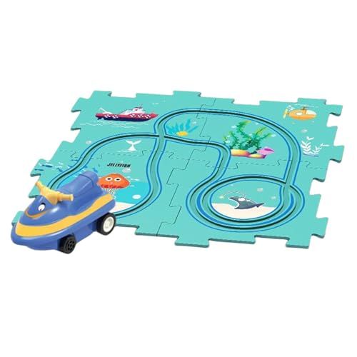 Cyatfcn Puzzle-Track-Auto-Spielset, Autorennbahn | Rennbahn-Spielzeug,Vorschulpädagogische Autospielzeugspiele, Lernspielzeug für Kinder, Rennstrecken für Kleinkinder ab 3 Jahren von Cyatfcn