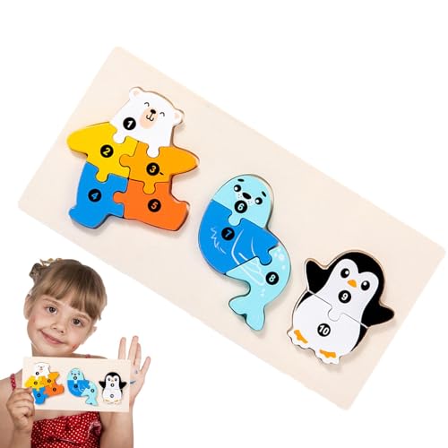 Cyatfcn Tier-Puzzle-Set aus Holz, Tier-Puzzle-Brett,Muster-Matching-Puzzlespiele | Frühpädagogische Holzblockpuzzles für Kinder ab 3 Jahren von Cyatfcn