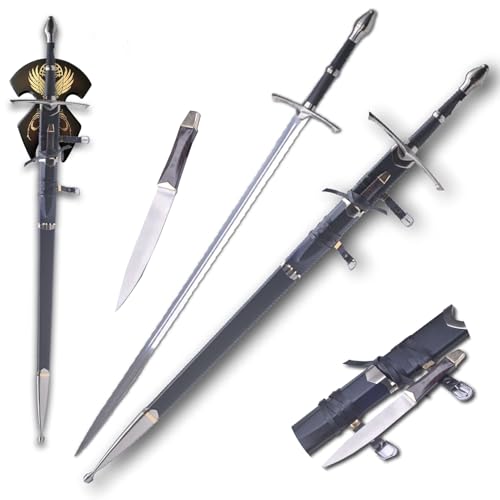 128cm Movie Medieval Knight Sword,Strider Schwert,Stahlklinge,mit Scabbard Hängebrett,für Cosplay, Display, Sammlung von Cybeplay