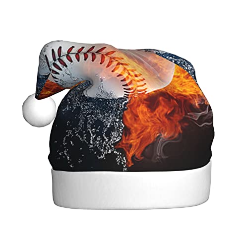 Cykazhst Feuerwasser-Baseball-Weihnachtsmannmütze, Weihnachtsmütze für Erwachsene, Unisex, Plüsch-Weihnachtsmütze für Neujahr, festliches Partyzubehör von Cykazhst