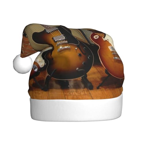 Cykazhst Gitarrenkollektion, Weihnachtsmannmütze, Weihnachtsmützen für Erwachsene, Unisex, Plüsch, Weihnachtsmütze für Neujahr, festliches Partyzubehör von Cykazhst