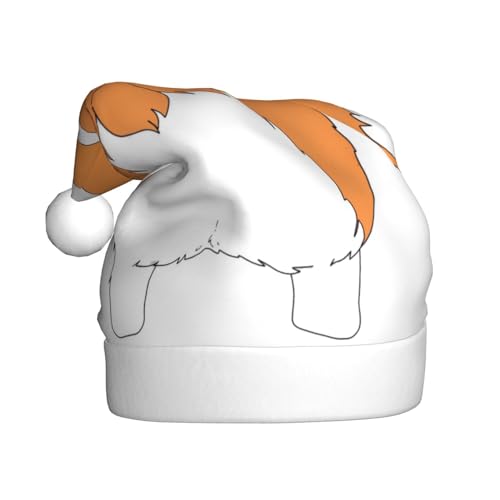 Cykazhst Lustige Corgi Butt braune Weihnachtsmütze für Erwachsene, Unisex, Plüsch-Weihnachtsmütze für Neujahr, festliches Partyzubehör von Cykazhst