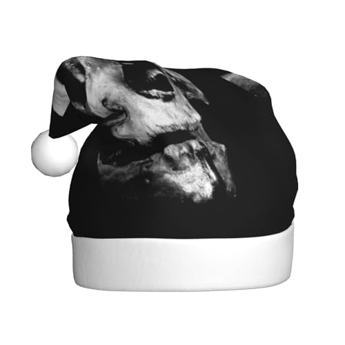 Cykazhst Unheimlicher gruseliger Totenkopf-Weihnachtsmannmütze, Weihnachtsmütze für Erwachsene, Unisex, Plüsch-Weihnachtsmütze für Neujahr, festliches Partyzubehör von Cykazhst