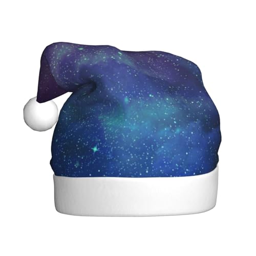 Cykazhst Universum mit Sternen, Galaxie, interstellar, Weihnachtsmannmütze, Weihnachtsmütze für Erwachsene, Unisex, Plüsch-Weihnachtsmütze für Neujahr, festliches Partyzubehör von Cykazhst