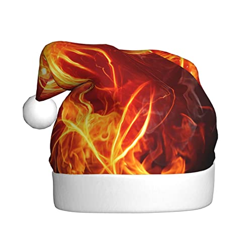 Cykazhst Weihnachtsmütze mit Flaming-Feuerblumen, Weihnachtsmütze für Erwachsene, Unisex, Plüsch, Weihnachtsmütze für Neujahr, festliches Partyzubehör von Cykazhst