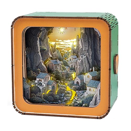 Cymwer 3D Holz Puzzles Nachtlicht mit Touchable Switch, Nachtlicht Tischlampe Nachttischlampe Geschenke for Familie Freund DIY Puzzle Liebhaber von Cymwer