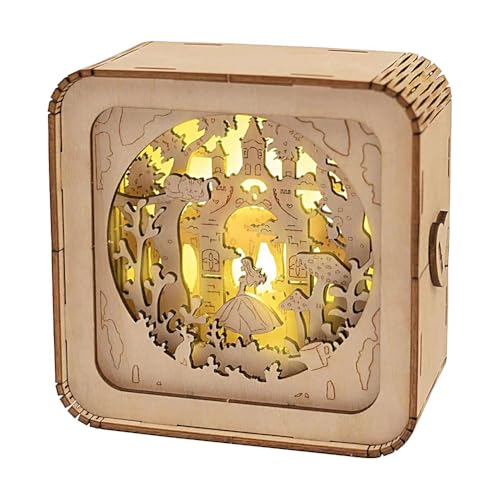 Cymwer 3D Holz Puzzles Nachtlicht mit Touchable Switch, Nachtlicht Tischlampe Nachttischlampe Geschenke for Familie Freund DIY Puzzle Liebhaber von Cymwer