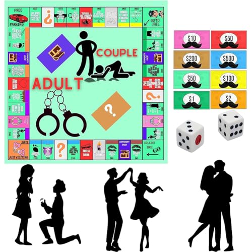 Cymwer Adultopoly-Brettspiel, Paarspiele für Erwachsene, Schlafzimmerspiele für Paare, Adultopoly-Brettspiel für Paare, Beziehungskartenspiel, Konversationskarten für Paare von Cymwer