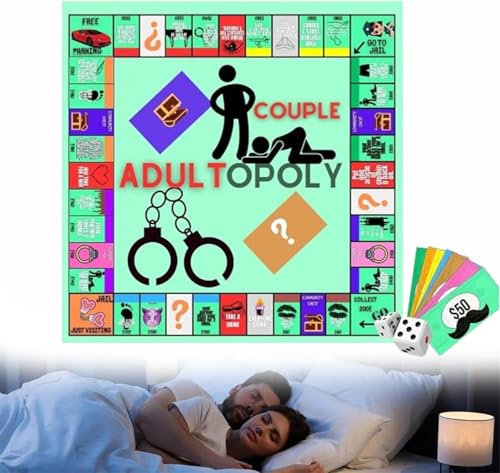 Cymwer Adultopoly-Brettspiel, Paarspiele für Erwachsene, Schlafzimmerspiele für Paare, Adultopoly-Brettspiel für Paare, Beziehungskartenspiel, Konversationskarten für Paare von Cymwer