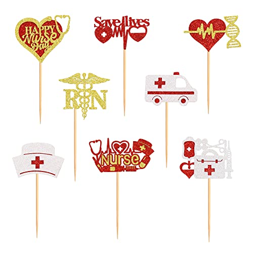 Cyodoos 24 Stück Krankenschwester Cupcake Topper Krankenschwester Schule Abschluss Cupcake Picks Medizinische Rn Krankenschwester Grade Thema Geburtstag Party Kuchen Dekorationen Zubehör von Cyodoos